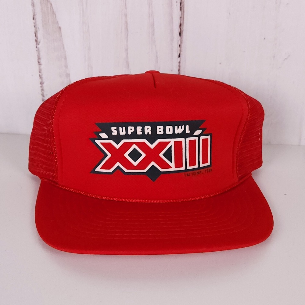 Vintage NFL Super Bowl XXIII 1988 Red Snapback Rope Hat Winston Foam Trucker Cap